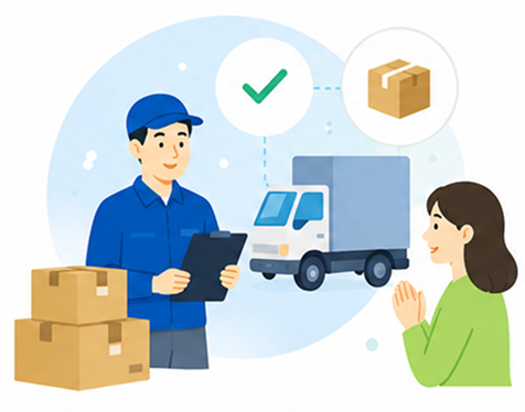 返礼品を配送するスタッフのイラスト
